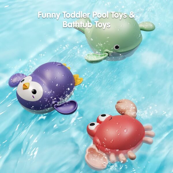TUMAMA KIDS Baby Bath Toys Dinosaur Sprinklers, Electric Adjustable Shower Head Water Spray Bathtub Toy, 3 pack Wind Up Water Toy Pool Swim Tub Kids Toddler Shower Gifts 1 2 3 4 5 Year Olds (AS-3020)