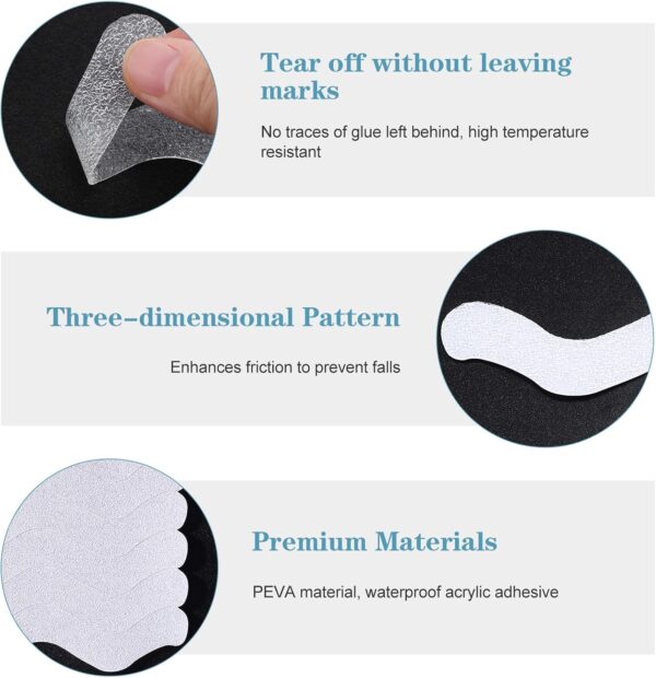 Mynoozi 36PCS Non-Slip Strip Stickers for Bath and Shower, Wave Anti-Slip Strip with Scraper, Non Slip Bathtub Stickers for Stairs, Shower Room, Slippery Surfaces, Sauna, Kitchen-Transparent