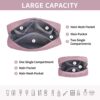 MAGEFY Makeup Bag 2 Pcs Small Makeup Bag for Handbag Corduroy Make up Bag with Compartments Travel Makeup Pouch for Girls Women (Pink)