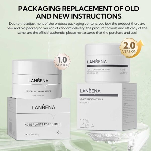 LANBENA Blackhead Mask (30g), 60 Pieces Nose Pore Strips, Note: Cream Goes Dry out/Gunk below 25 Degrees, Place Bottle in Boiling Water to Soften
