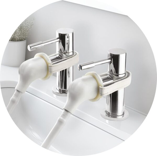 Croydex Secura Shower Head and Hose for Taps, 1750mm Hose Length, Suitable for High and Low Pressure Systems, Tap Shower Attachment, Compatible with Most Round or Oval Basin Taps, White