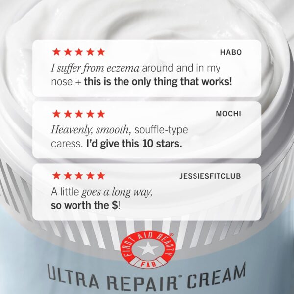 First Aid Beauty Ultra Repair Cream Intensive Hydration Daily Moisturiser for Face + Body – Strengthens Skin Barrier + Instantly Relieves Dry, Distressed Skin – 170.1 g + Bonus 28.3 g Travel Size