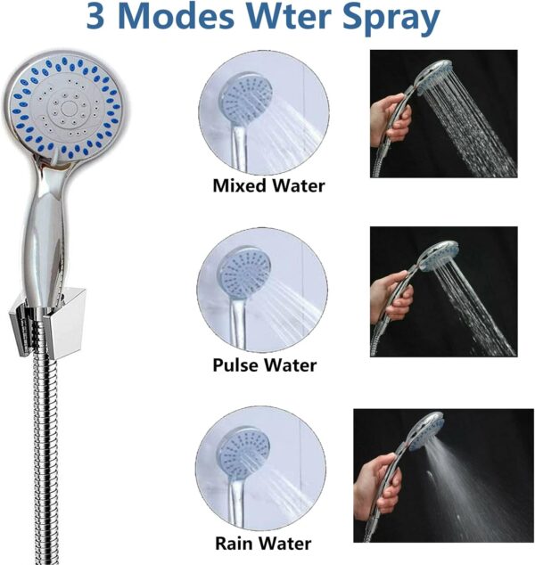 71fkI9ywzBL._AC_SL1500_.jpg Shower Mixer Taps for Bathroom Bath Luxury Bathroom Chrome Solid Brass Sink Bath Filler Tap Shower Mixer Taps with Hand Held Shower Handset and Hose Attachment