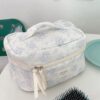 CHAMAIR 3Pcs Coquette Makeup Bag - Quilted Cosmetic Bag Large Make Up Bag Set Aesthetic Floral Toiletry Bag Cotton Travel Skincare Bag for Women Ladies Girls (Style B8)