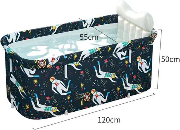 HWGING Foldable Bathtub Adults, 120 x 55 cm, Portable, Collapsible, PVC and Peach Skin Composite, Modern, Textured, Freestanding, B Color
