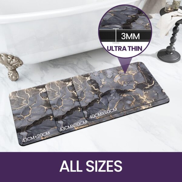 DEXI Non-Slip Bath Mat 43 x 80 cm, Super Absorbent Quick Drying Shower Mats, Easy to Clean, Bathroom Accessories Decor, Dark Gray