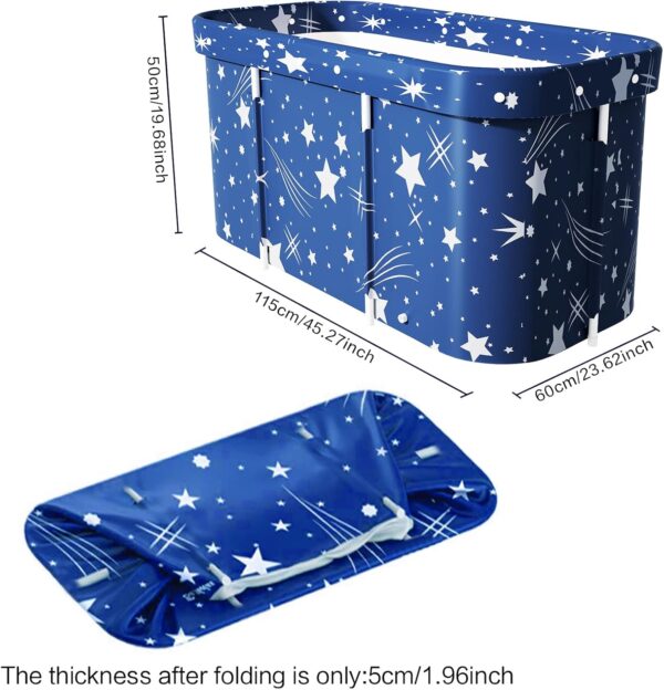 folconroad Portable Bath Adult, Double Foldable Bathtub, Soaking Standing Bath Tub for Adults Kids, Ideal for Hot Bath Ice Bath (Starry Blue)