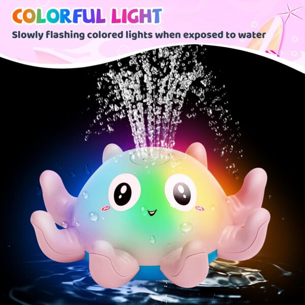 Jovicos Light Up Bath Toys, Octopus Sensory Baby Bath Toys, Automatic Induction Spray Water Toys, Bath time shower toys Gifts for Baby Girls Boys （PINK）