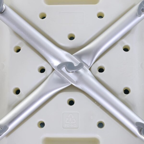 HOMCOM 6-Level Height Adjustable Aluminium Bath Room Stool Chair Shower Non-Slip Design w/Padded Seat Drainage Holes Foot Pad, Blue