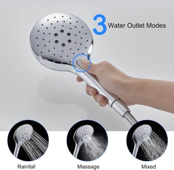 KINKIBOS Wall Mounted Bath Mixer Tap with 3-Spray Handheld Shower Head, Newly Upgraded Diverter, Bathroom Bath Shower Filler Tap, Single Lever Bath Shower Mixer, Solid Brass Chrome