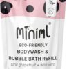 Miniml All Natural Body Wash and Bubble Bath - 1L Refill Moisturising Pink Grapefruit and Aloe Vera Sensitive Skin Eco Shower Gel Bath Soak Vegan Friendly High Foam