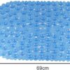 WELTRXE Bath Mat Non Slip Anti Mould for Inside Bath, Anti Slip Shower Mat, 69 x 36 cm Blue Oval Pebble PVC Bathtub Mat, Soft Comfortable Bath Mat with Suction Cups & Drainage Holes for Elderly Child
