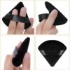 WROLY Triangle Puff 4 Pcs for Pressed Powder, Soft & Resuable Foundation Sponge With Strap, Makeup Sponge Perfect For Dry & Wet Makeup (Black + Black)