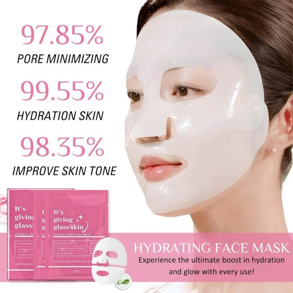 6pcs Glass Skin Face Mask With Collagen, Deep Hydration Collagen Face Mask, Anti Wrinkle Skincare, Korean Glass Skin, Overnight Hydrating For Face Care