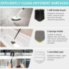 KOKSI Long Handle Cleaning Brush for Bathroom, Tiles, Bathtub, Toilet, Shower Extendable Scrubber with Bristles Microfiber and Sponge Heads | Deep Clean Household Cleaning Product