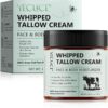 Beef Tallow Skin Care, Organic Beef Tallow Face Cream, Grass Fed Beef Tallow Moisturiser, Natural Beef Tallow for Skin, Whipped Tallow and Honey Balm for Dry Skin Deeply Nourishing for Face & Body