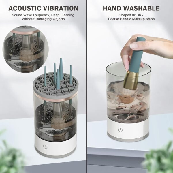 Electric Makeup Brush Cleaner Machine,USB Automatic Makeup Brush Cleaner,Quick Wash in Seconds Cosmetic Brushes Cleaning Tools,Hand Free Make up Brush Cleaner Set for Cleaning and Drying