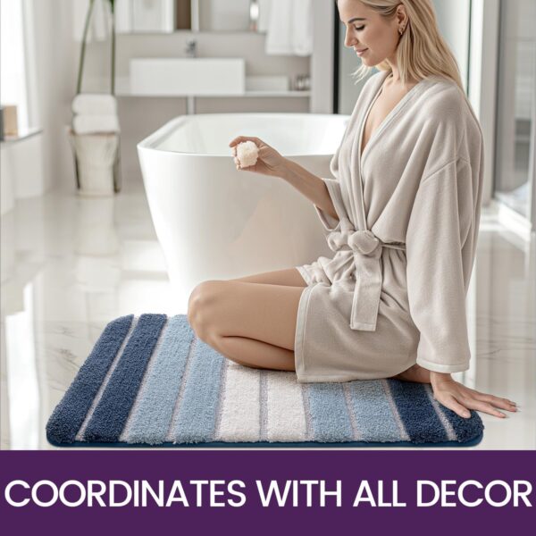 DEXI Bath Mat 50 x 80 cm, Extra Soft Absorbent Microfiber, Non-Slip Washable Rugs for Shower Floor, Bathmat Bathroom Accessories Decor, Blue