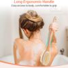 Alyvisun Wooden Back Scrubber for Shower with Long Handle, Dual-Sided Bath Brush Body Scrubber with Stiff and Soft Bristles, Exfoliating Body Brush [Dry and Wet Brushing]