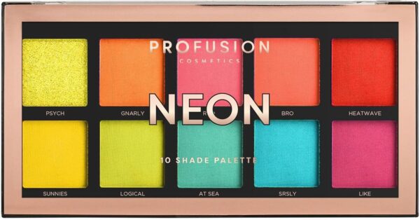 Profusion Cosmetics Neon 10 Shade Palette, Multicolour