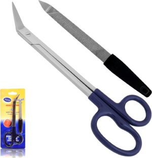ASM® Extra Long Toe Nail Scissors Clipper Cutters for Thick Nail Arthritis Manicure Pedicure Chiropody Podiatry 7"-7.5" Nail Scissor & Nail File Set for Senior Men and Women Set for Nail Care