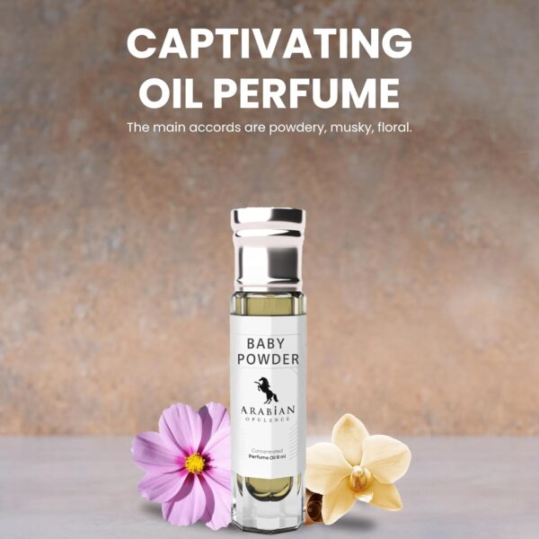 Arabian Opulence FR50 BABY POWDER Roll-on Perfume Oil | Concentrated Fragrance Body Oil | Long Lasting Oil Based Perfume for Unisex | Travel Size Bottle Alcohol-Free (6ml)