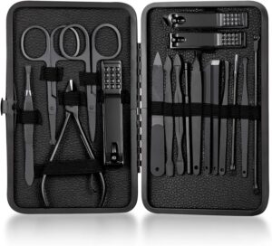 Manicure Set 18pcs Stainless Steel Nail Clippers Set Cuticle Remover Cutter Trimming Grooming Tools Manicure & Pedicure Set Accessories for Women & Men