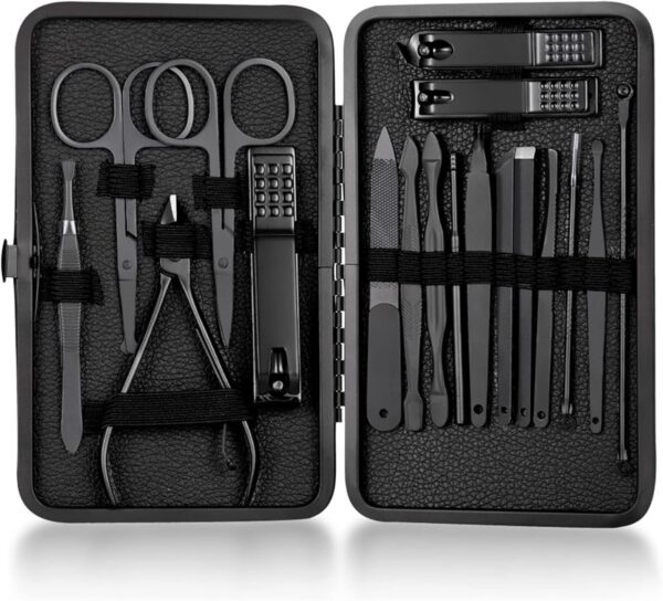 Manicure Set 18pcs Stainless Steel Nail Clippers Set Cuticle Remover Cutter Trimming Grooming Tools Manicure & Pedicure Set Accessories for Women & Men