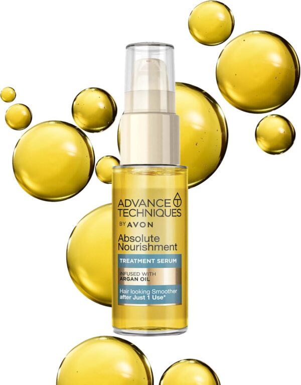 Avon Advance Techniques Absolute Nourishment Argan Hair Serum 30ml, Multi-Tasking Hair Treatment, Formulated with Argan Oil, Restores Shine and Health to Damaged Hair, Cruelty Free