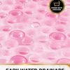 HITSLAM Oval Bath Mat Non Slip Anti Mould, 68 x 38 CM Anti Slip Shower Mat for Bathroom, Machine Washable Bubble Bathtub mat with Suction Cups and Drain Holes, Soft on Feet, Pink