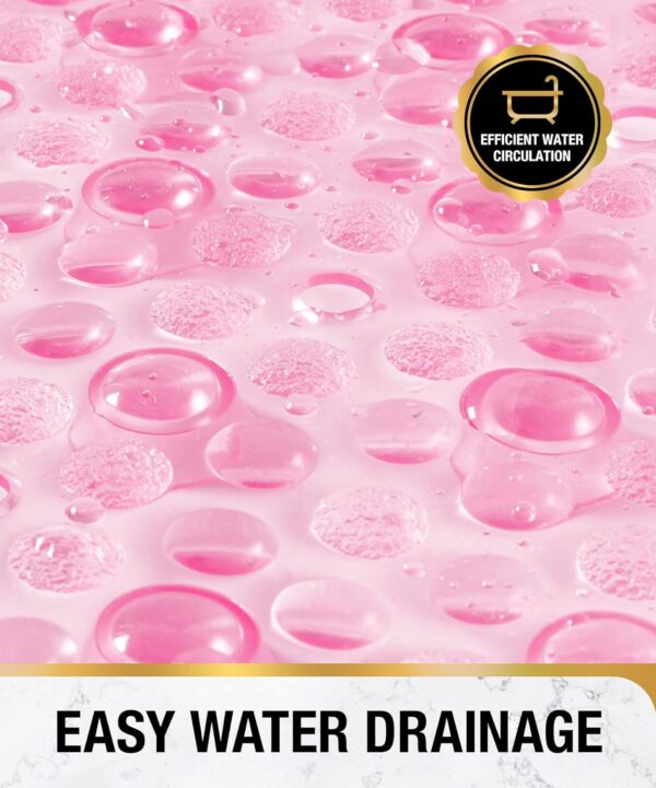 HITSLAM Oval Bath Mat Non Slip Anti Mould, 68 x 38 CM Anti Slip Shower Mat for Bathroom, Machine Washable Bubble Bathtub mat with Suction Cups and Drain Holes, Soft on Feet, Pink