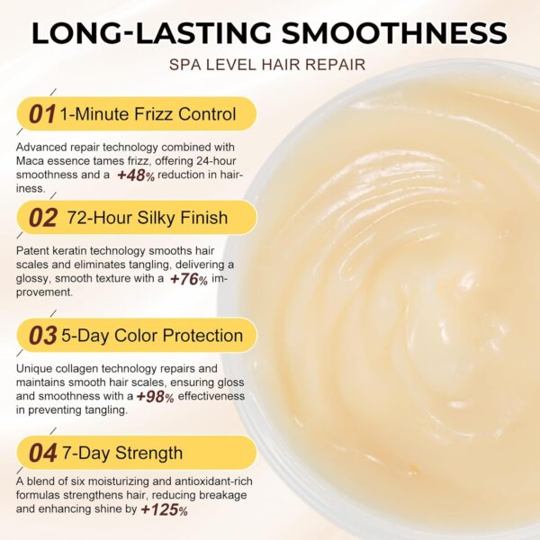 Collagen Hair Mask, Maca Deep Repair Collagen Hair Mask for Dry, Damaged Hair, Repairing Hair Mask with Maca Essence, Moisturising and Nourishing, Conditioner with Argan Oil