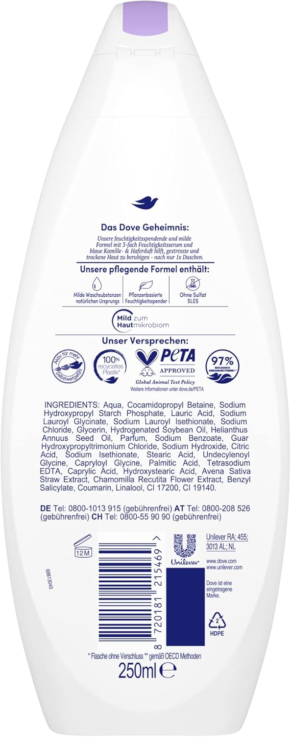 Dove Shower Gel Anti-Stress Shower Bath with Triple Moisturising Serum for Stressed and Dry Skin 250 ml Pack of 1