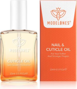 Modelones Cuticle Oil, Nail Strengthener with Jojoba Oil & Vitamin E, Nail Growth Oil that Repairs Cuticles & Promotes, Moisturizes Dry Skin, 15ml