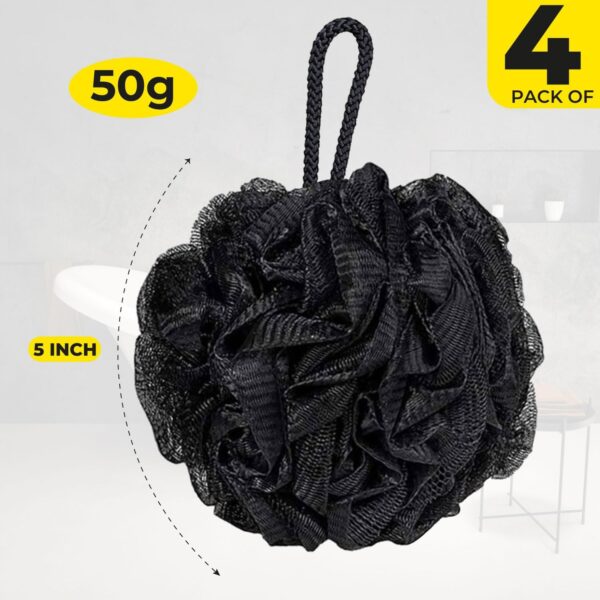 VERINIXUS Loofah Shower Sponge – Pack of 4 Extra Soft Mesh Bath Puff for Body Scrubbing & Exfoliating | Shower Puff for Men, Women & Kids | Durable Bath Sponge for Daily Use
