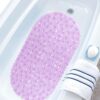 Yeahshion Bathtub Mat Non Slip 69x39cm Shower Mats Non Slip Anti Mould, Bath Mat for Tub with Drain Holes & Suction Cups, Machine Washable, Purple Oval Goose Soft Stone Bathtub Mats