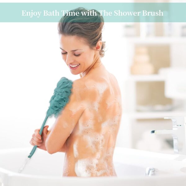 Long Handle Bath Brush with Soft Mesh Shower Body Brushes Back Scrubber with 3 Hooks Body Brush for Exfoliating and Removing Dead Skin 3 Pieces