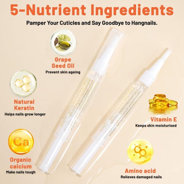 2PCS Cuticle Oil Pens for Nail Care,Cuticle Revitalizer Oil Pen with Soft Brush,Cuticle Oil to Prevent Nail Cracking and Dry (Aloe & Jasmine Flavor)