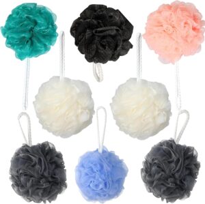 8 PCS Shower Puff Set, Shower Scrunchie Set, Bath Scrunchies Set (30g) for Scrubbing & Exfoliating Multicolor Shower Sponge Comfortable Body Puff Soft Body Loofah Sponge for Men Women & Babies