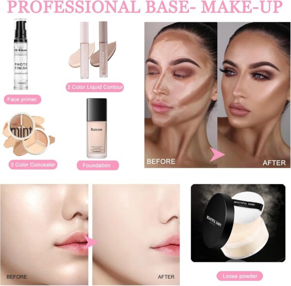 Make up Set, Ruicen Makeup Kit for Women and Teenages, Makeup Set Full Kit, Make up Sets Includes Foundation 40 Color Eyeshadow Microblading Eyebrow Pen etc Cosmetic Make Up Starter Kit