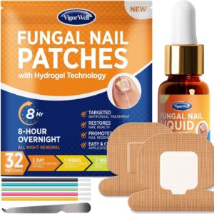 Toenail Fungus Treatment Extra Strength - Restoring Damaged Nails Overnight Toenail Renewal Treatment Patches & Liquid Set (32patches+15ml)