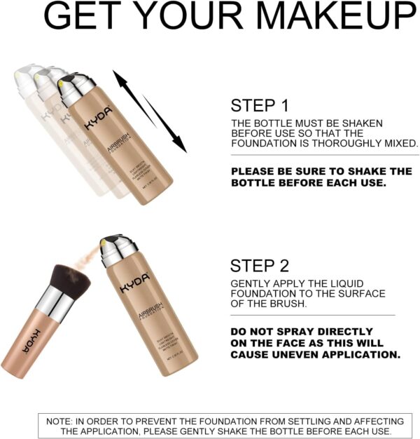 KYDA AirBrush Foundation Spray, Silky Foundation Makeup, High Coverage Smooth Creamy Finish, Lasting Lightweight Breathable, Moisturizing Makeup Primer (#118)