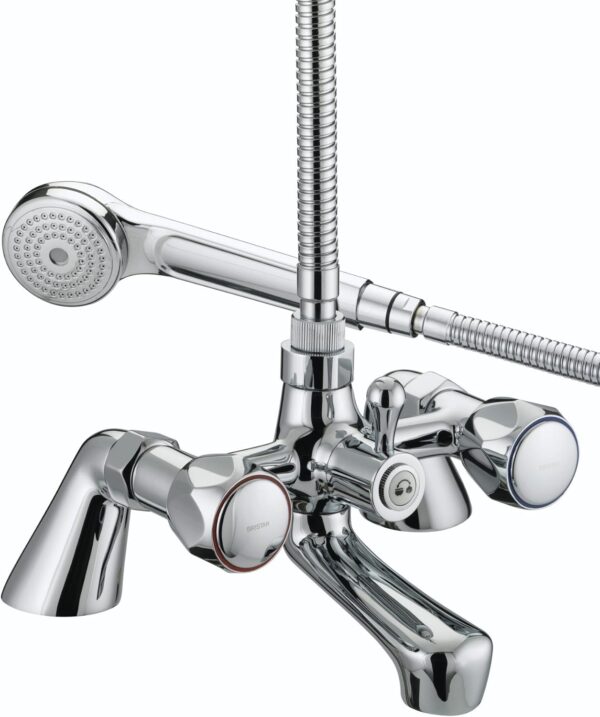 Bristan VAC PBSM C MT Club Pillar Bath Shower Mixer with Metal Heads - Chrome Plated