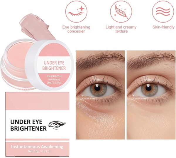 2 PCS Under Eye Brightener Concealer, Korean Makeup Eye Colour Corrector for Dark Circles, Instant-Anti Aging Eye Concealer