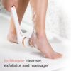 JML NuYou Electric Body Brush - Battery Silicone Body Scrubber with 4 Interchangeable Heads to Cleanse, Massage and Exfoliate - Foot and Back Scrubbers for use in Shower and Bath with Long Handle