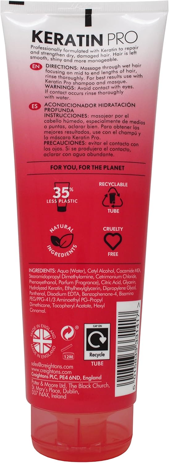 Creightons Pro Keratin Strength & Repair Conditioner (250ml) - Helps Boost Keratin Levels For Silky Smooth, More Manageable Hair. For Dry, Damaged Hair.