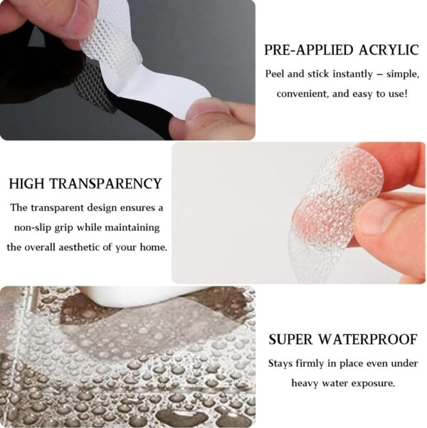 LUFFLOK 24 Pcs Bath Stickers, Non Slip Bath Stickers, Transparent Self-Adhesive Shower Stickers, Anti Slip Grip Stickers for Bath Tub, Stairs, Shower Room, Slippery Surfaces (24 Pcs)