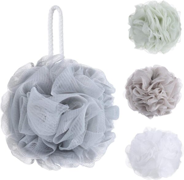 Tbestmax 4 Pack Mesh Pouf Bath Sponge - Mesh Loofah Body Exfoliating Shower Ball Shower Sponge