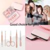 JeoPoom Professional Nail Clipper Set[7 Pcs], Manicure Set, Pedicure Set Stainless Steel Nail Scissors Travel & Grooming Manicure Set, Nail Care Kit, With Box (Pink)