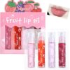 Girls Roll On Lip Gloss Set with Case, 4 Pcs Glossy Lip Make up for Kids and Teens Fruity Flavors, Kid Friendly, Party Gift, Best Friends